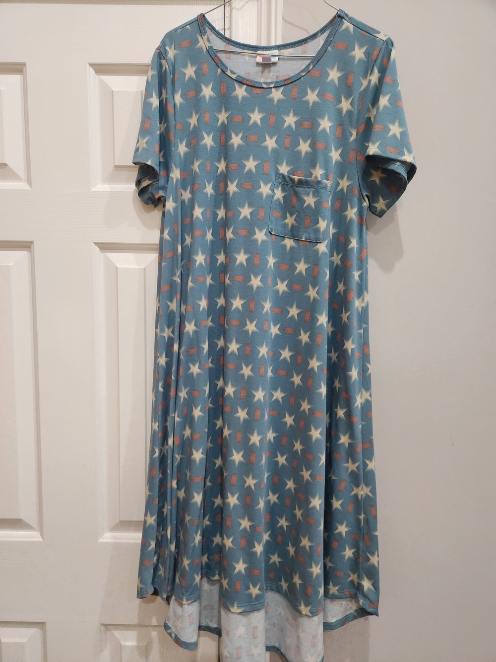 LuLaRoe Blue Star-Print Maxi Dress with Pocket Size L